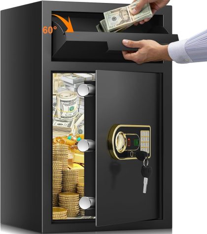 3.6 cu ft Large Fireproof Drop Safe Box for Business, Anti-Theft Money Drop Slot Safes with Digital Keypad and Spare Keys, Heavy-duty Cash Depository Lock Safe for Home Office Retail Store Business