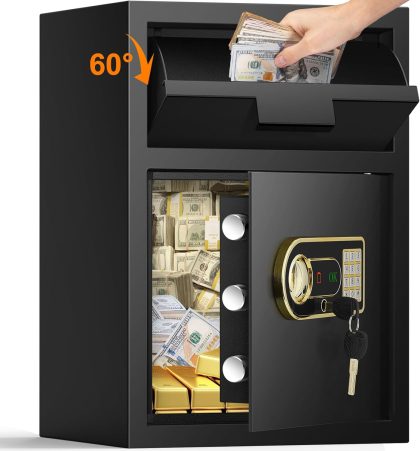 2.6 Cubic Fireproof Drop Safe for Business, Anti-Theft Drop Slot Safes for Money with Digital Combination Lock & Spare Keys, Cash Depository Safe with Drop Box for Home Retail Store Busines